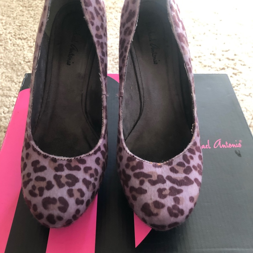 Michael Antonio Purple Animal Print Heels